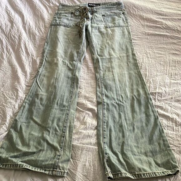RARE Vintage 90s Express Jeans Wide Leg  Y2K Size 3/4 - Picture 1 of 11